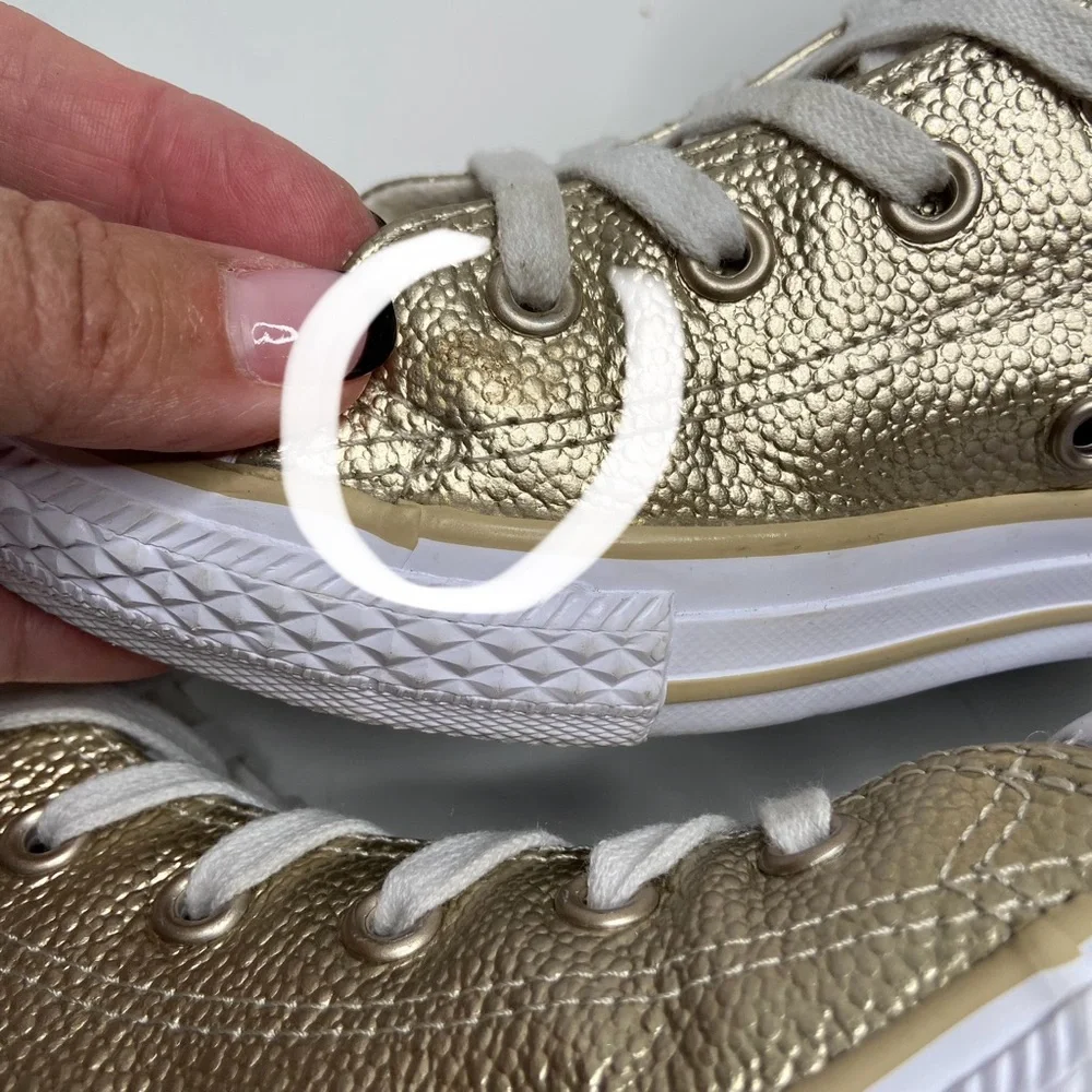 Converse All Star Chuck Taylor Metallic Gold Leather High Top Sneakers Size 3